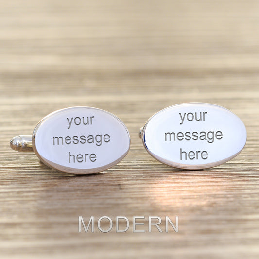 Personalised Any Message Oval Cufflinks