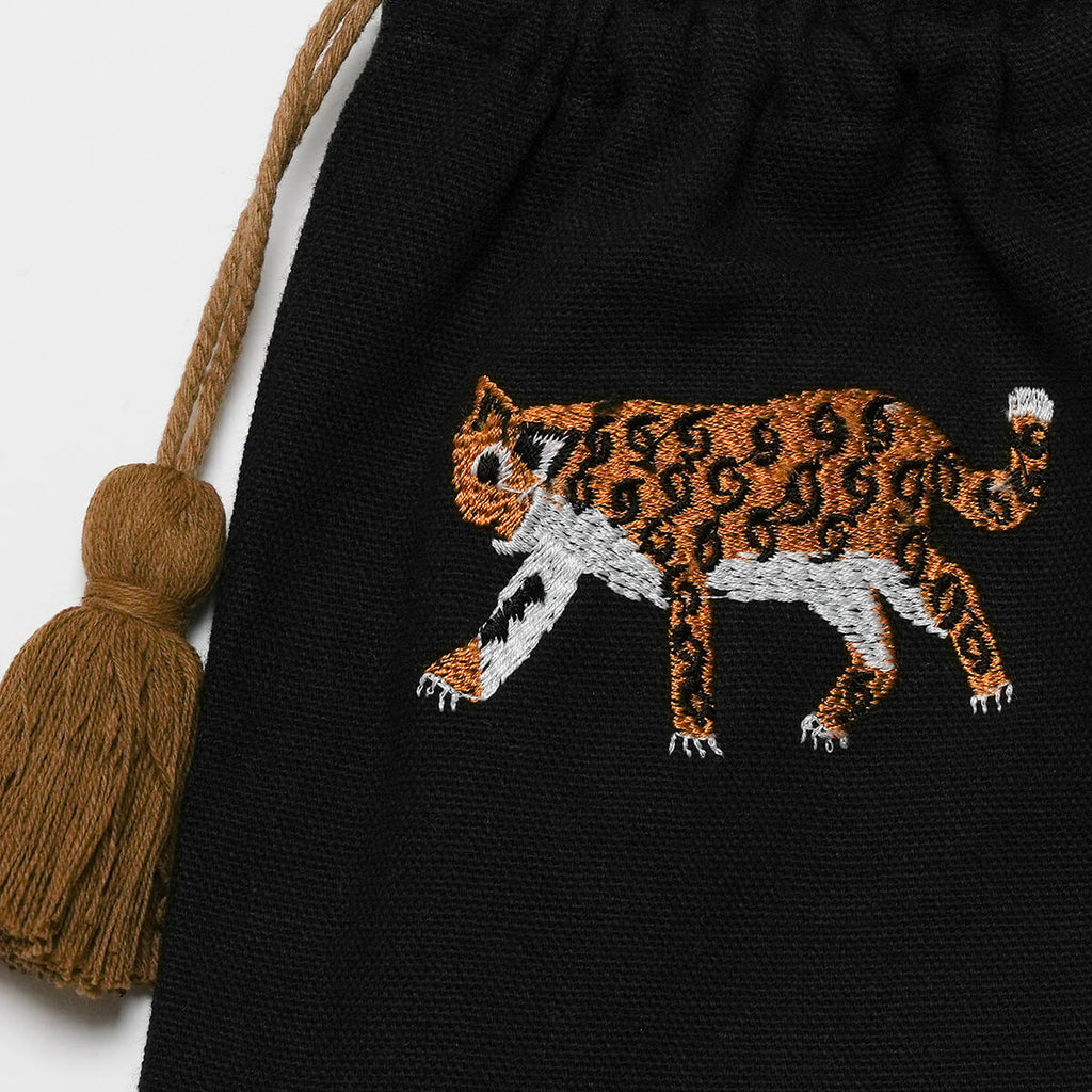 Leopard print drawstring pouch