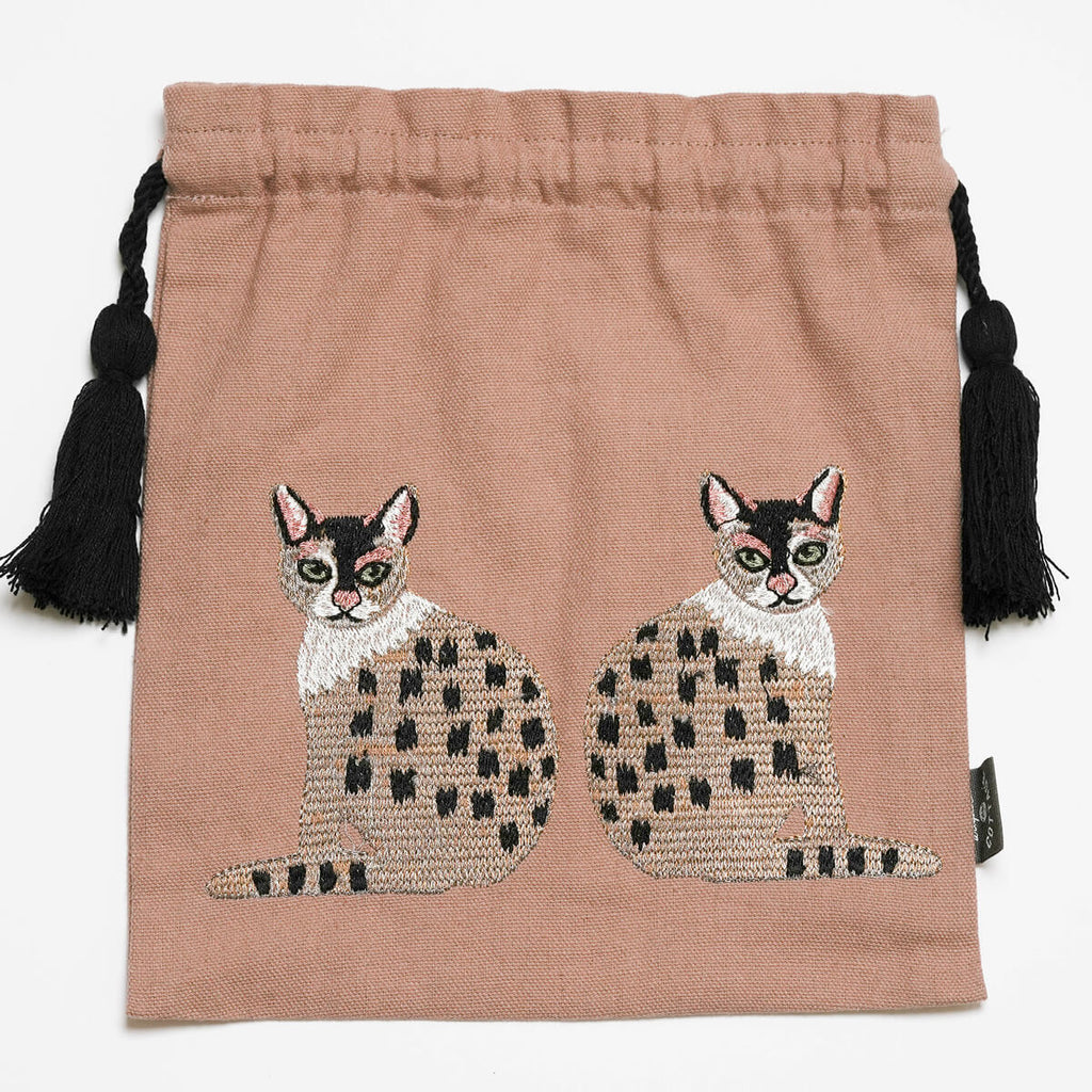 Twin Cat Drawstring Pouch