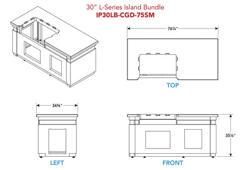 AOG 30" L-Series Island Bundle Dimensions - American Outdoor Grill | Flame Authority - Trusted Dealer