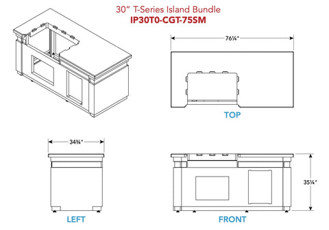 AOG T Series 30" Island Bundle Dimensions - American Outdoor Grill | Flame Authority - Trusted Dealer
