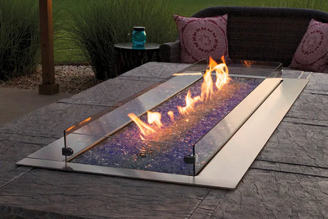 Fire Pits: Empire White Mountain Hearth Carol Rose 60" Outdoor Linear Fire Pit Multicolor LED OL60TP18 | Flame Authority - Trusted Dealer