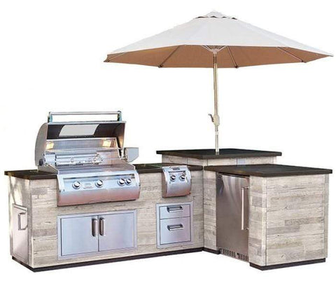 Grill Island: Fire Magic L-Shaped Reclaimed Wood Island System IL660-SPR-116BA - Flame Authority