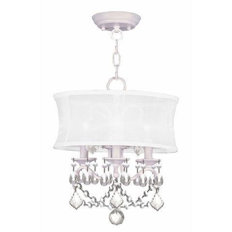 Livex Lighting Newcastle White Convertible Mini Chandelier 6303-03 | Chandelier Palace - Trusted Dealer