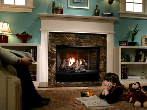 Best Fireplaces: Majestic Reveal 42" Open-Hearth B-Vent Gas Fireplace w/ Herringbone Refractory RBV4842IH