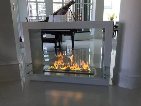 The Bio Flame SEK XL 53-inch See-Through Freestanding Ethanol Fireplace | Flame Authority - Trusted Dealer