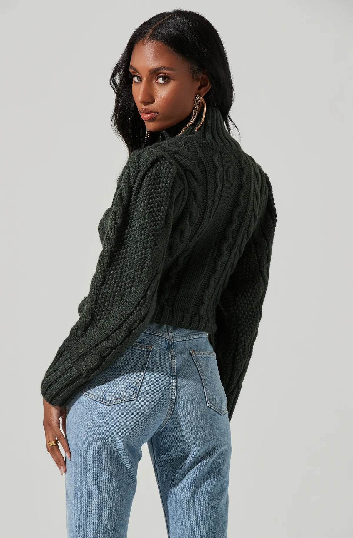 black cable knit turtleneck sweater women's