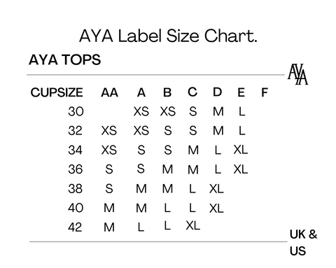 AYA Label Size Chart AYA Tops