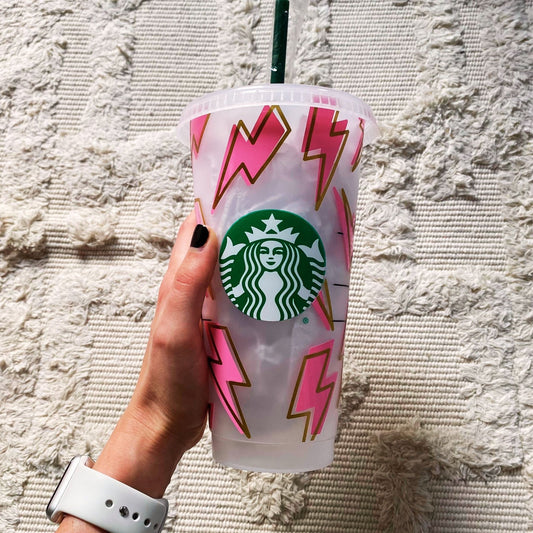 24oz Genuine Cow Print Reusable Starbucks Cold Coffee Cup –  roseandbearofficial