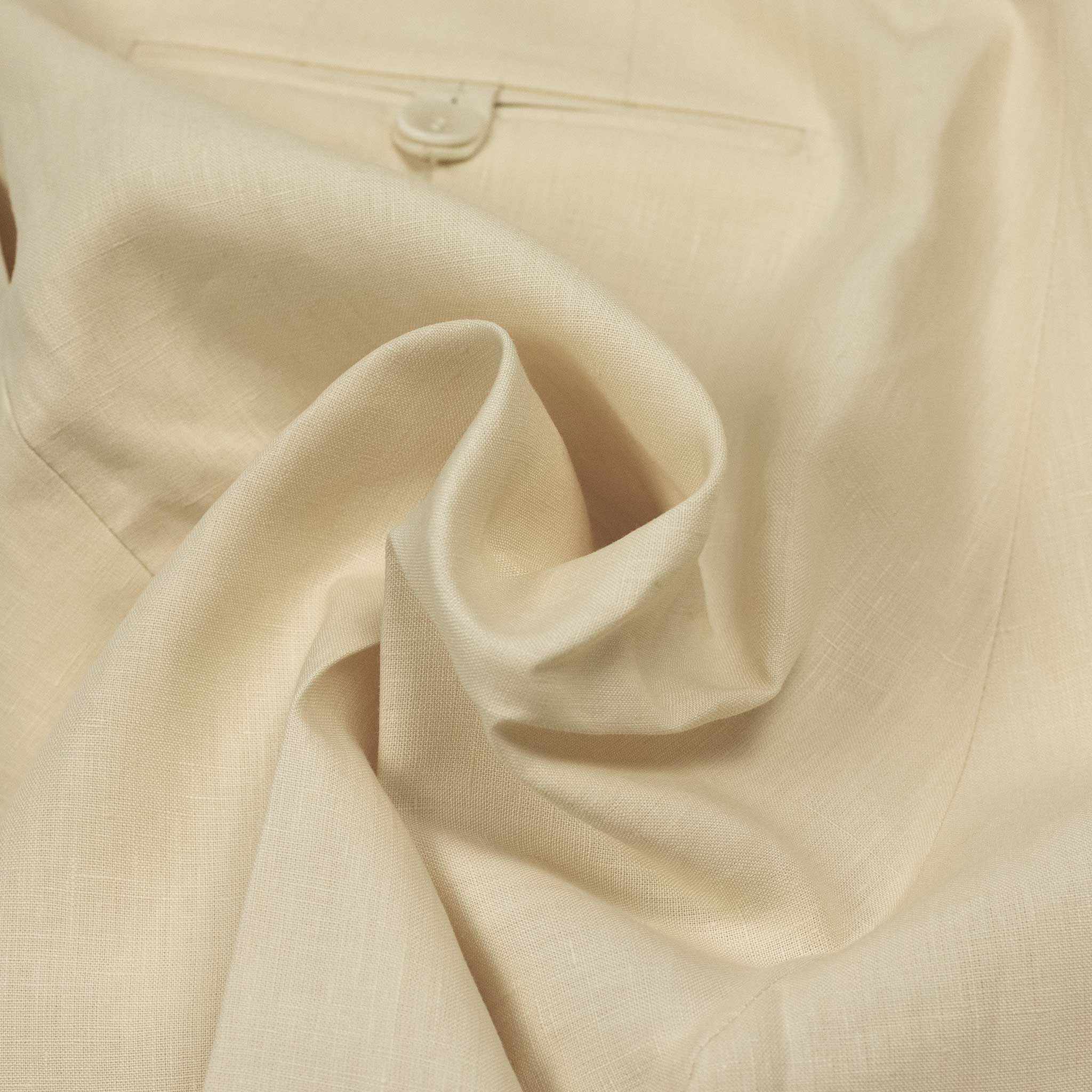 Exclusive Brooklyn double-pleated high-rise wide trousers in cream linen