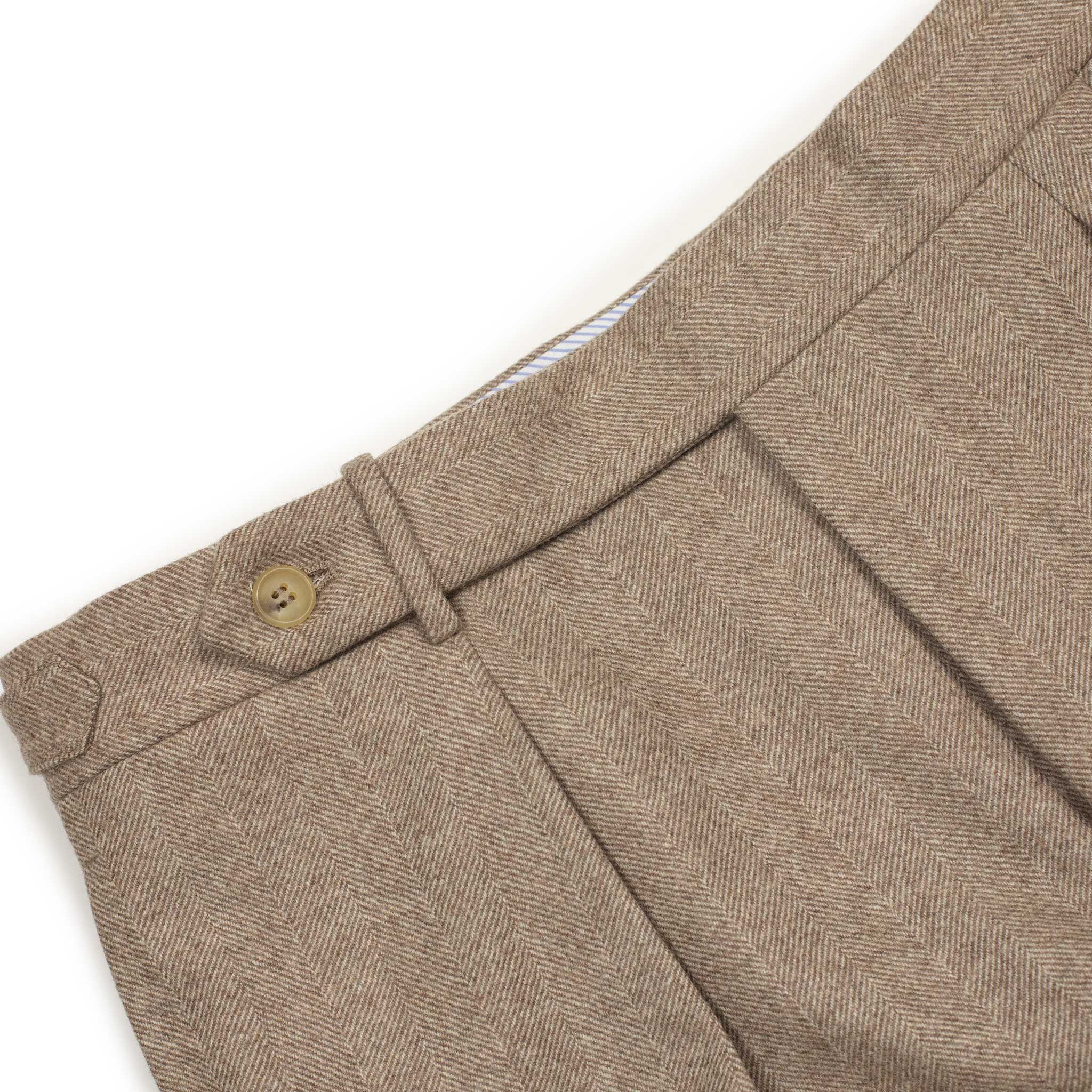 Exclusive Westside side-tab pleated high-rise wide trousers in beige wide herringbone wool