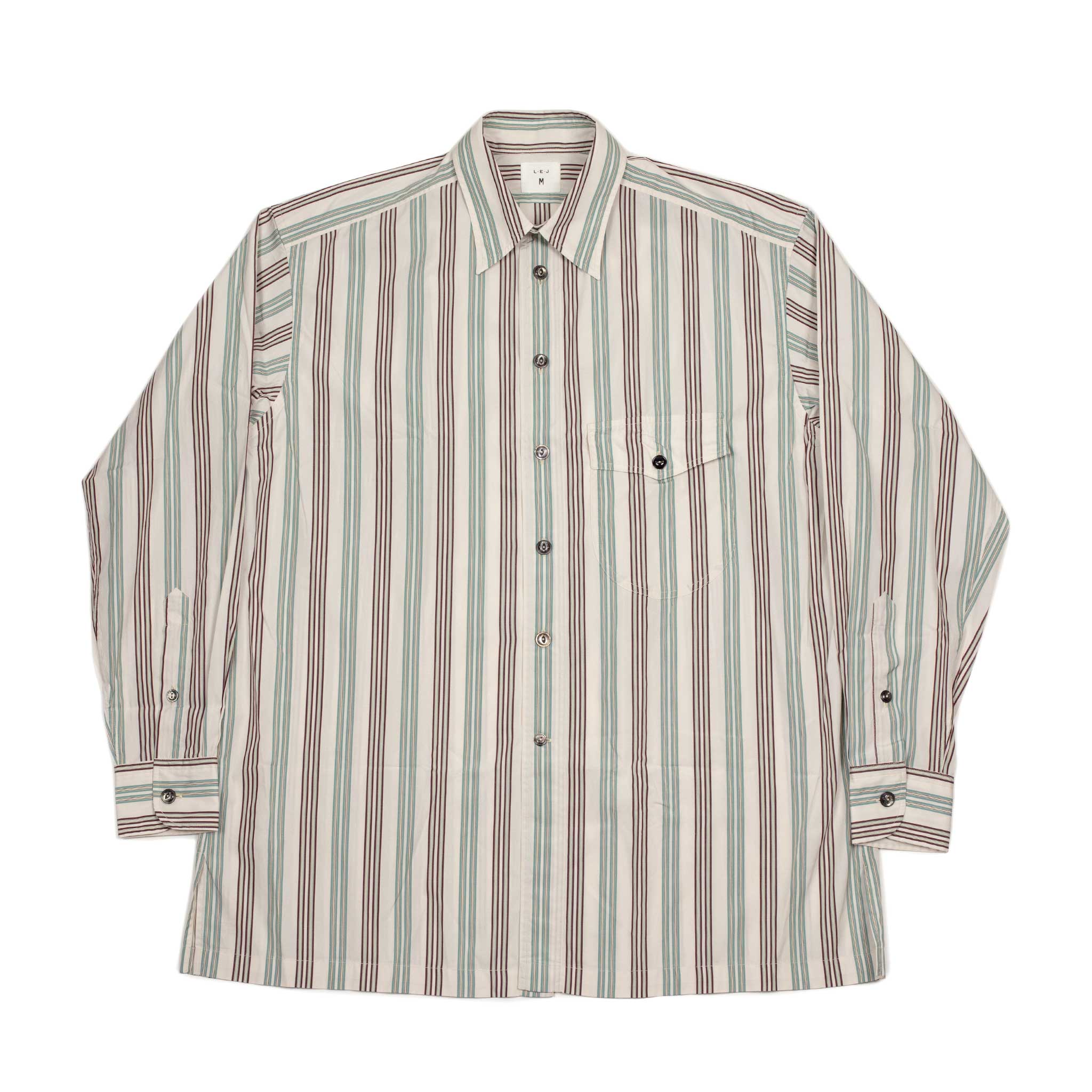 Come-Up-To-The-Studio shirt in brown and green striped cotton