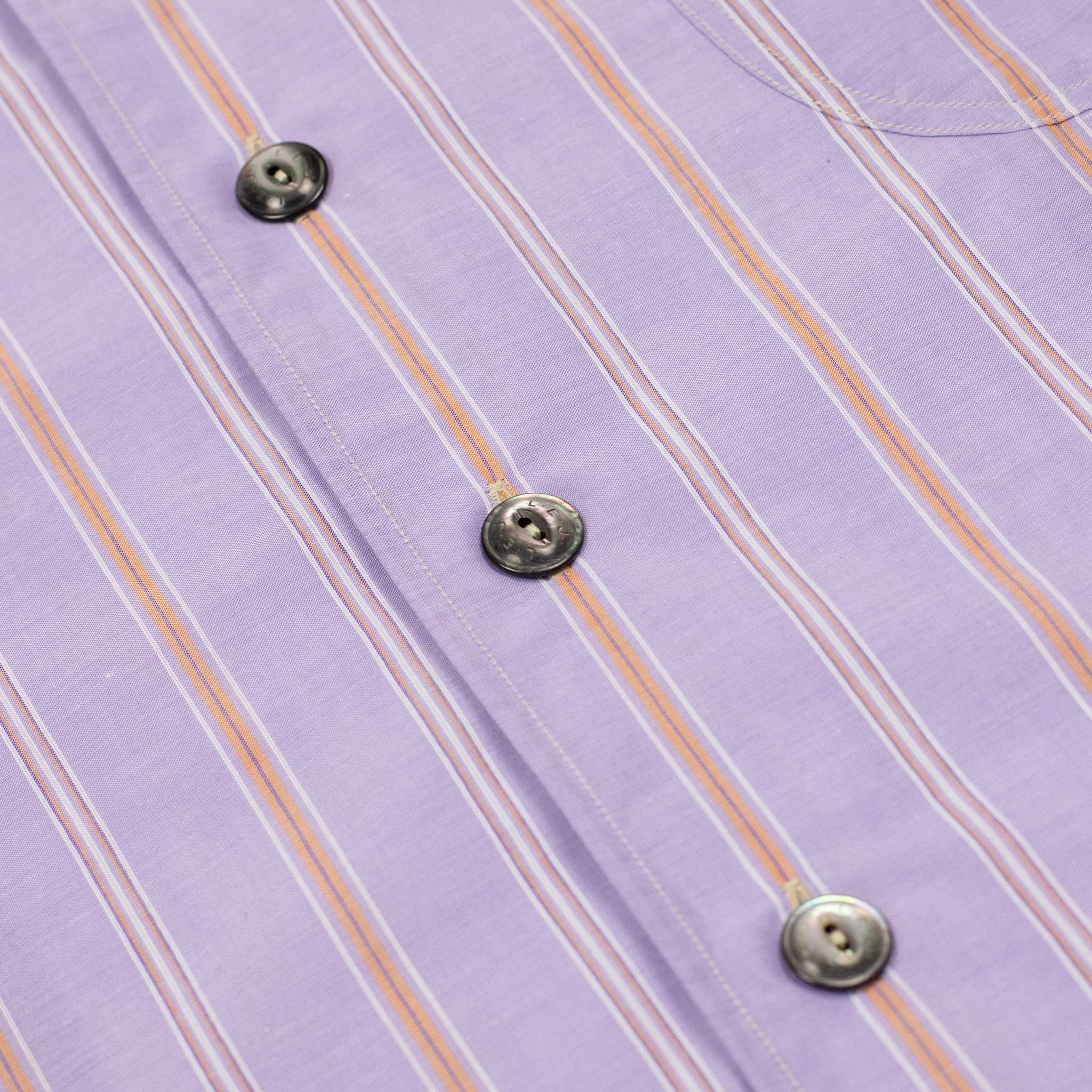 Come Up To The Camp shirt in lavender and coral striped cotton voile