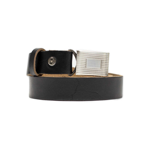 Men's Classic Gold/Silver V-Buckle Design Soft Calfskin Belt