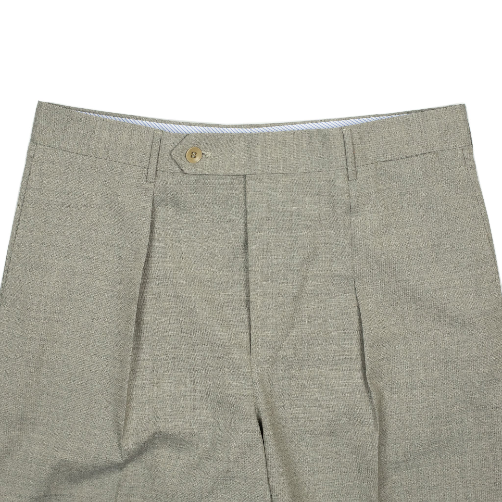 Exclusive Manhattan pleated high-rise wide trousers in oatmeal tropical wool