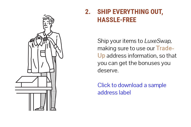 Step 2: ship everything out to Luxeswap. Click on this image to download a sample address label