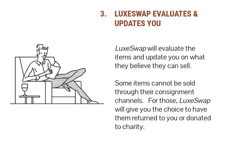 Step 3: Luxeswap evaluates items & updates you on what they think they can sell. Rest is returned