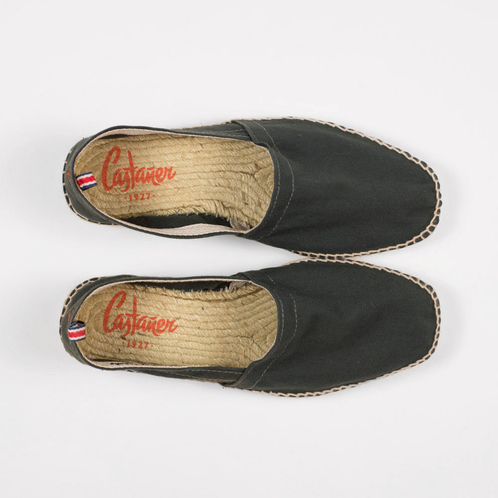 Grey handmade espadrilles with natural sole