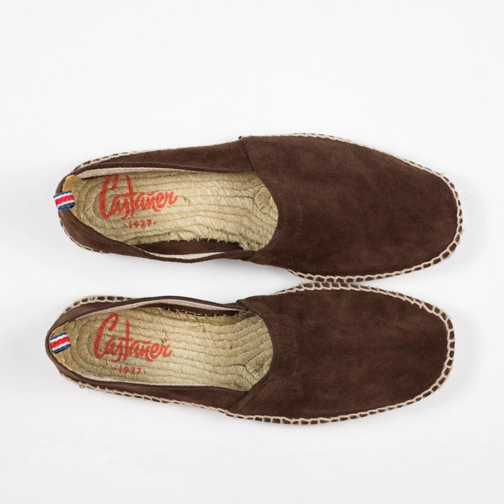 Brown suede handmade espadrilles with natural sole