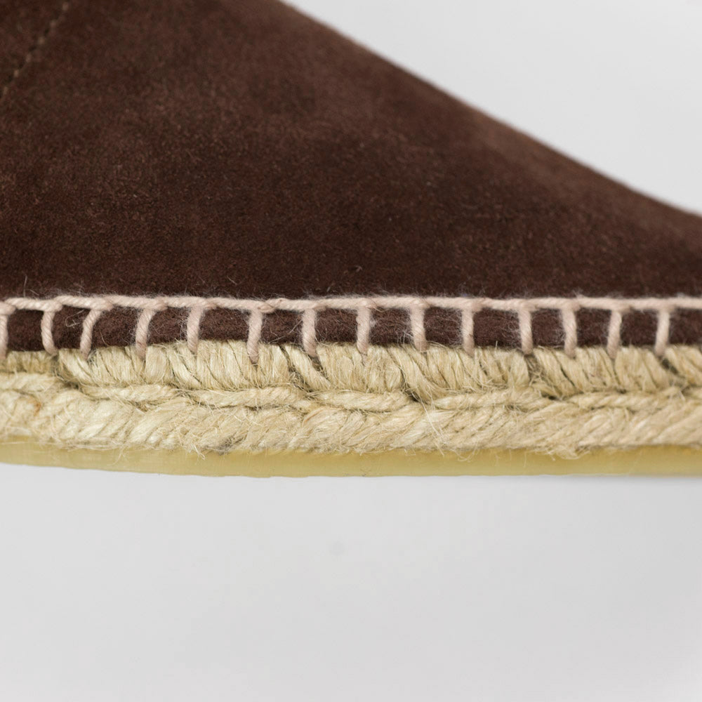 Brown suede handmade espadrilles with natural sole