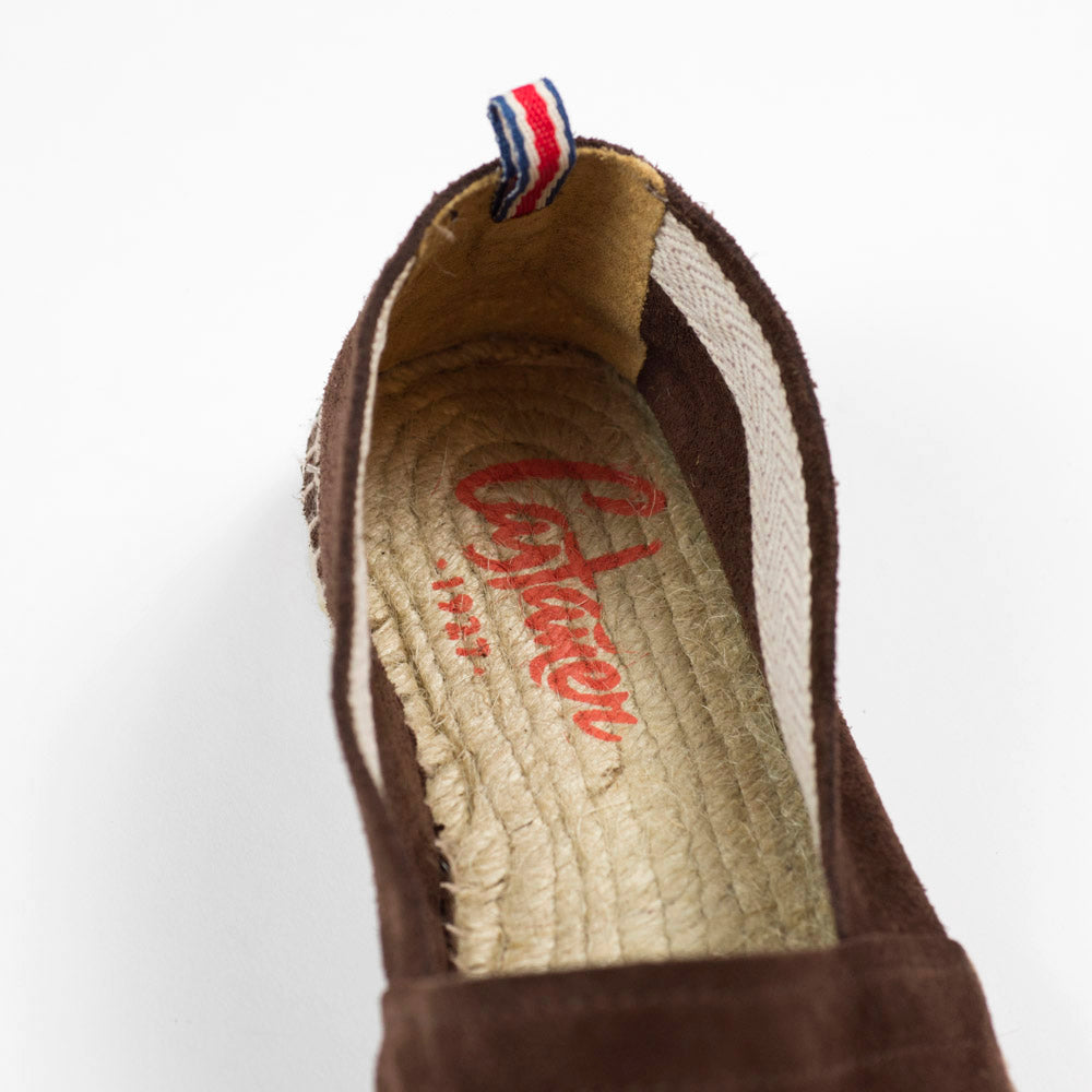 Brown suede handmade espadrilles with natural sole