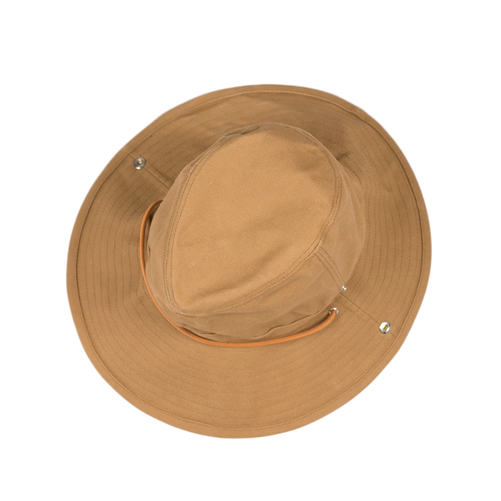 Beige parrafin finished cotton canvas bush hat