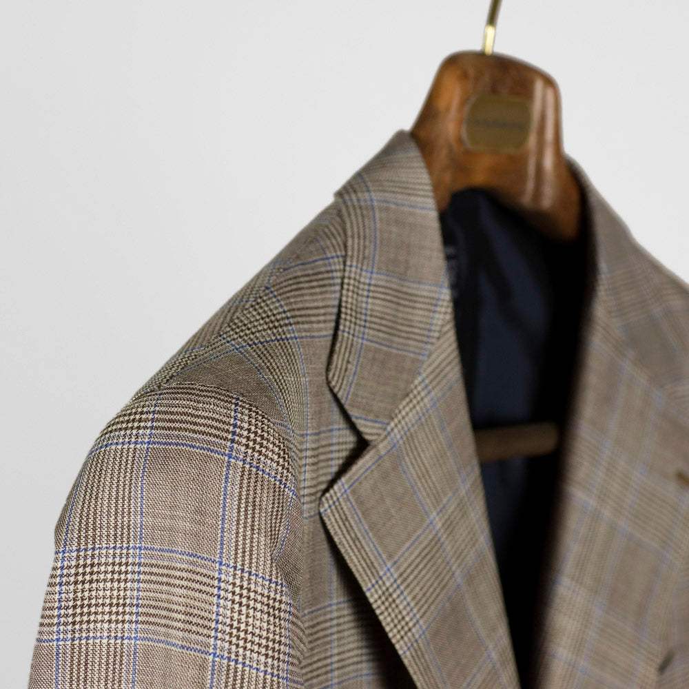 Caccioppoli summer glenplaid single-breasted sport coat, 8/9 oz. wool, silk & linen