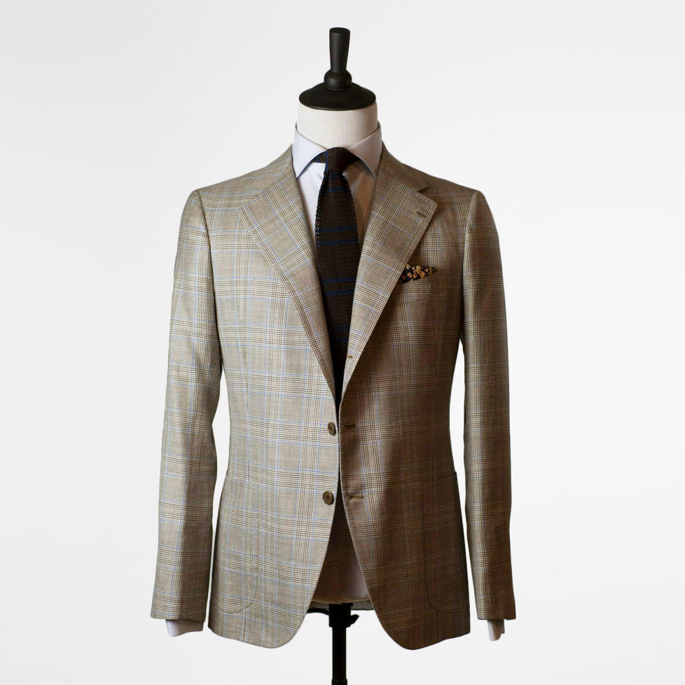 Caccioppoli summer glenplaid single-breasted sport coat, 8/9 oz. wool, silk & linen