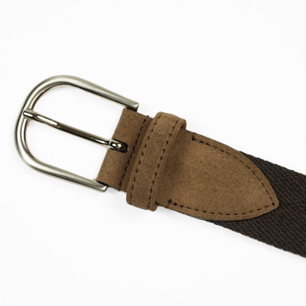 Brown Olona canvas and dusty brown suede belt