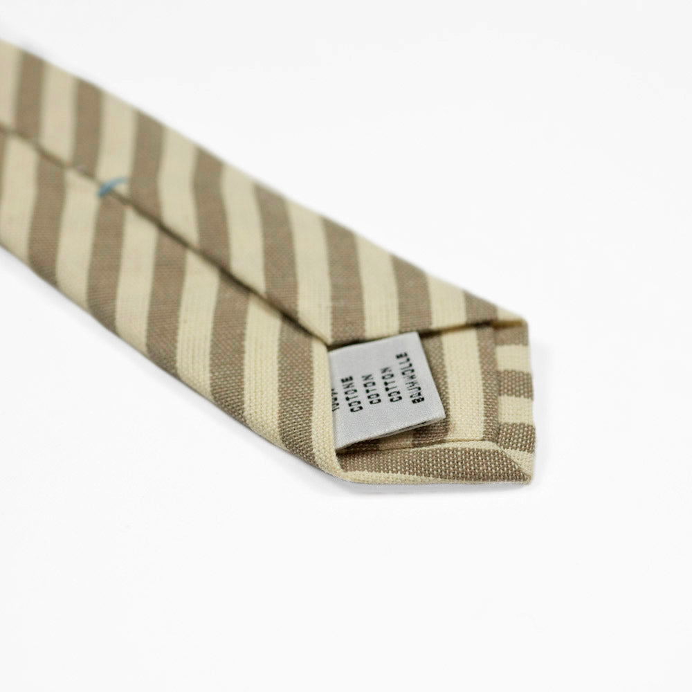 Ecru & light brown striped cotton tie