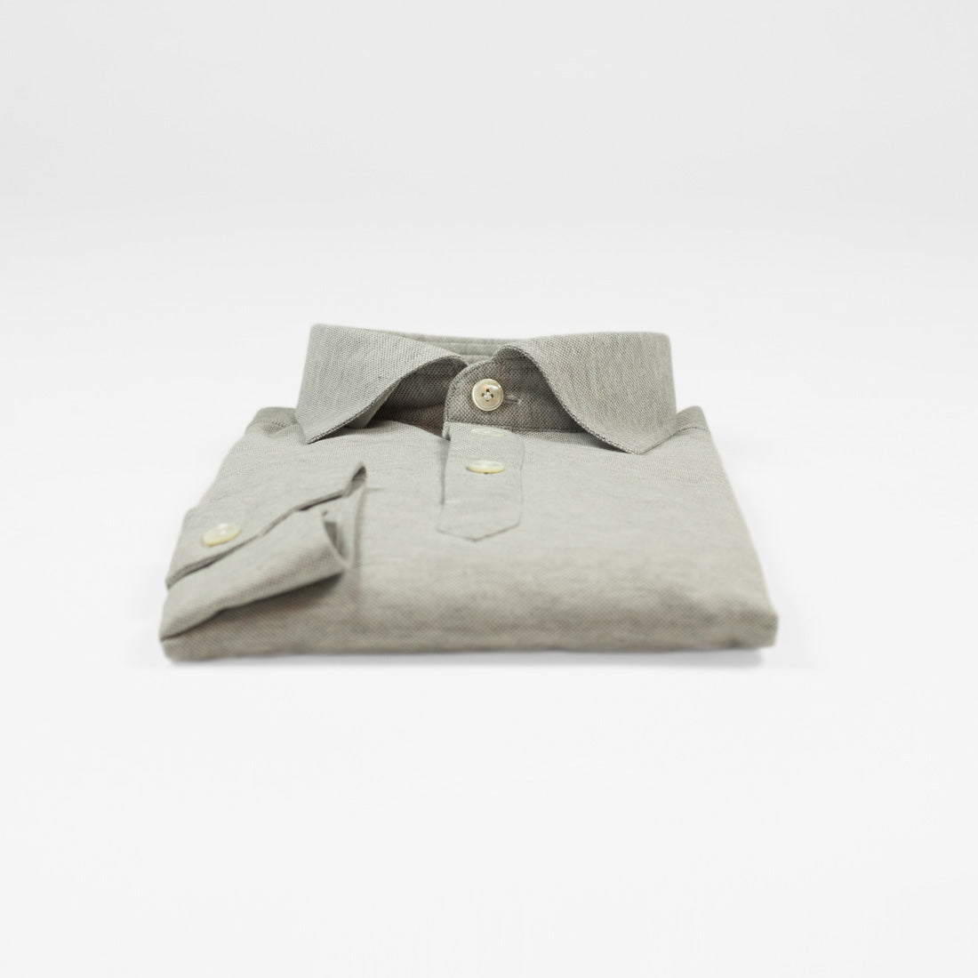 Grey cotton pique long sleeve polo shirt (restock)