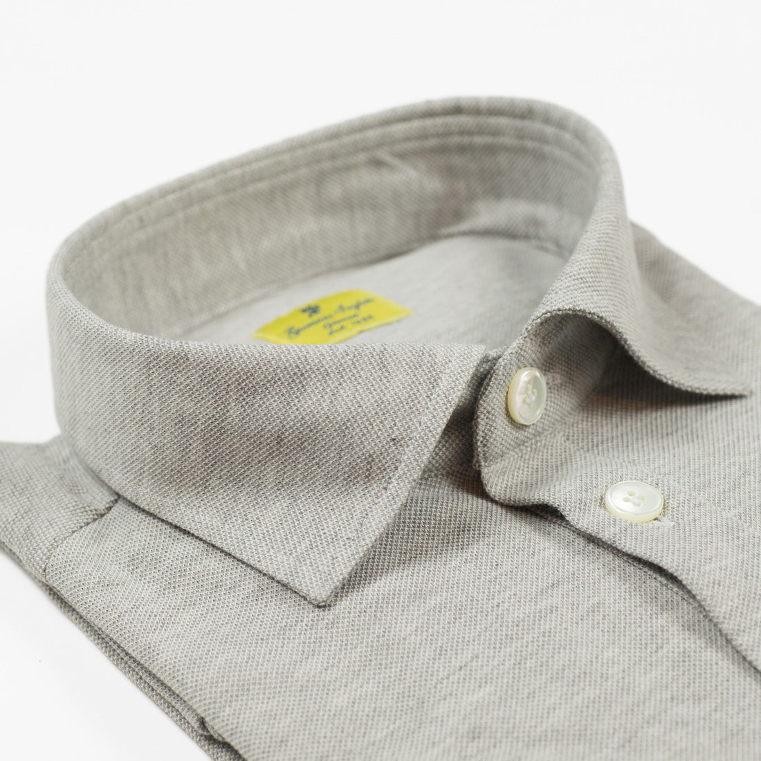 Grey cotton pique long sleeve polo shirt (restock)