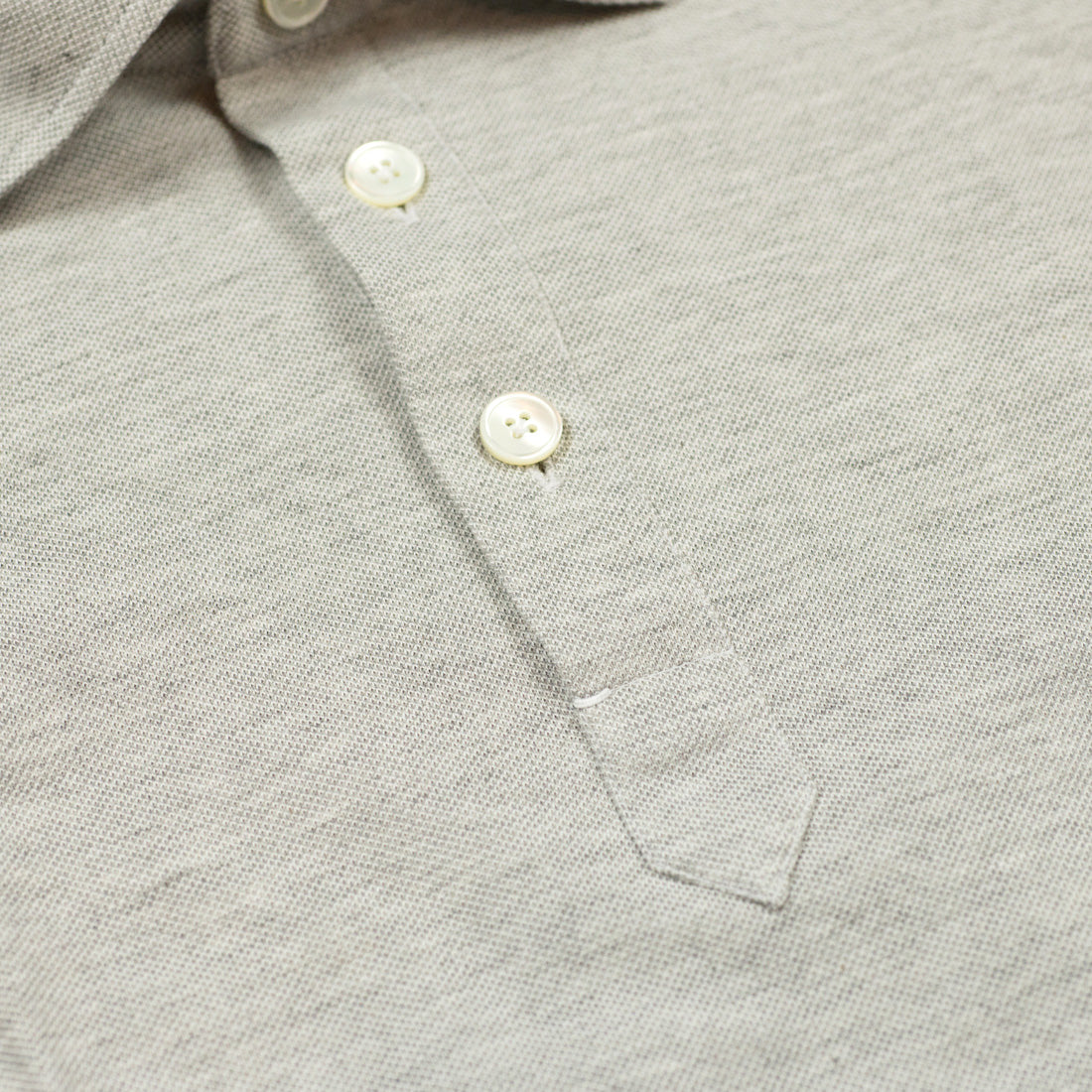 Grey cotton pique long sleeve polo shirt (restock)