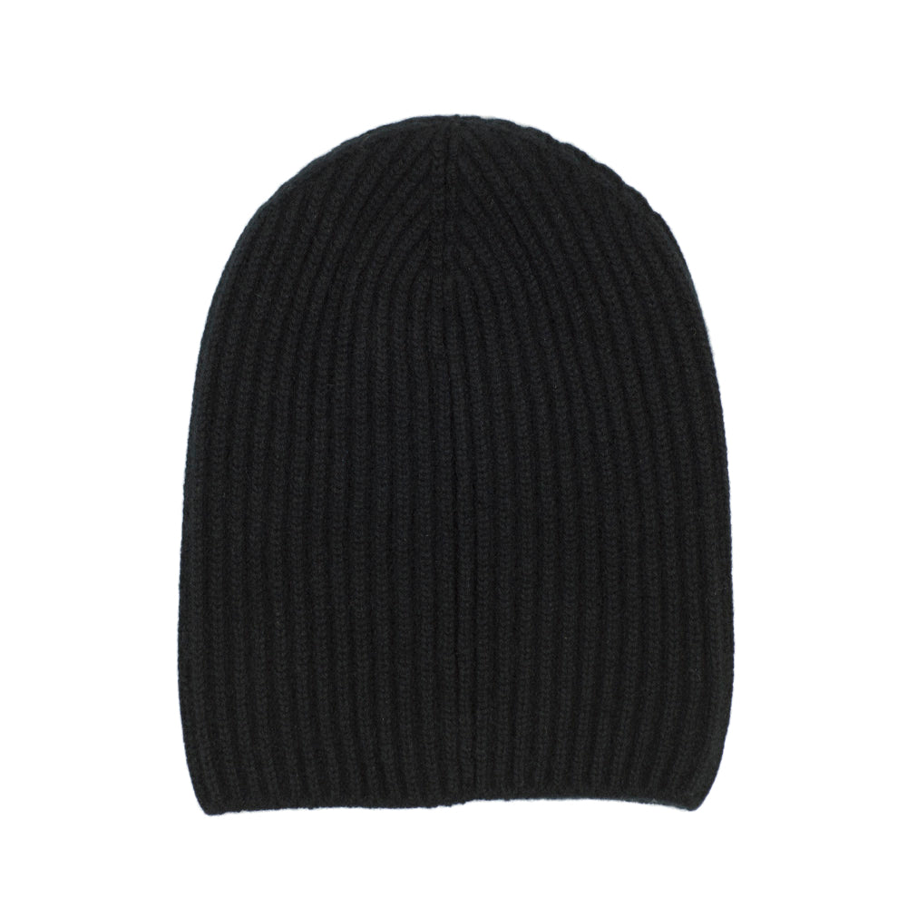 Black cashmere ribbed watch cap