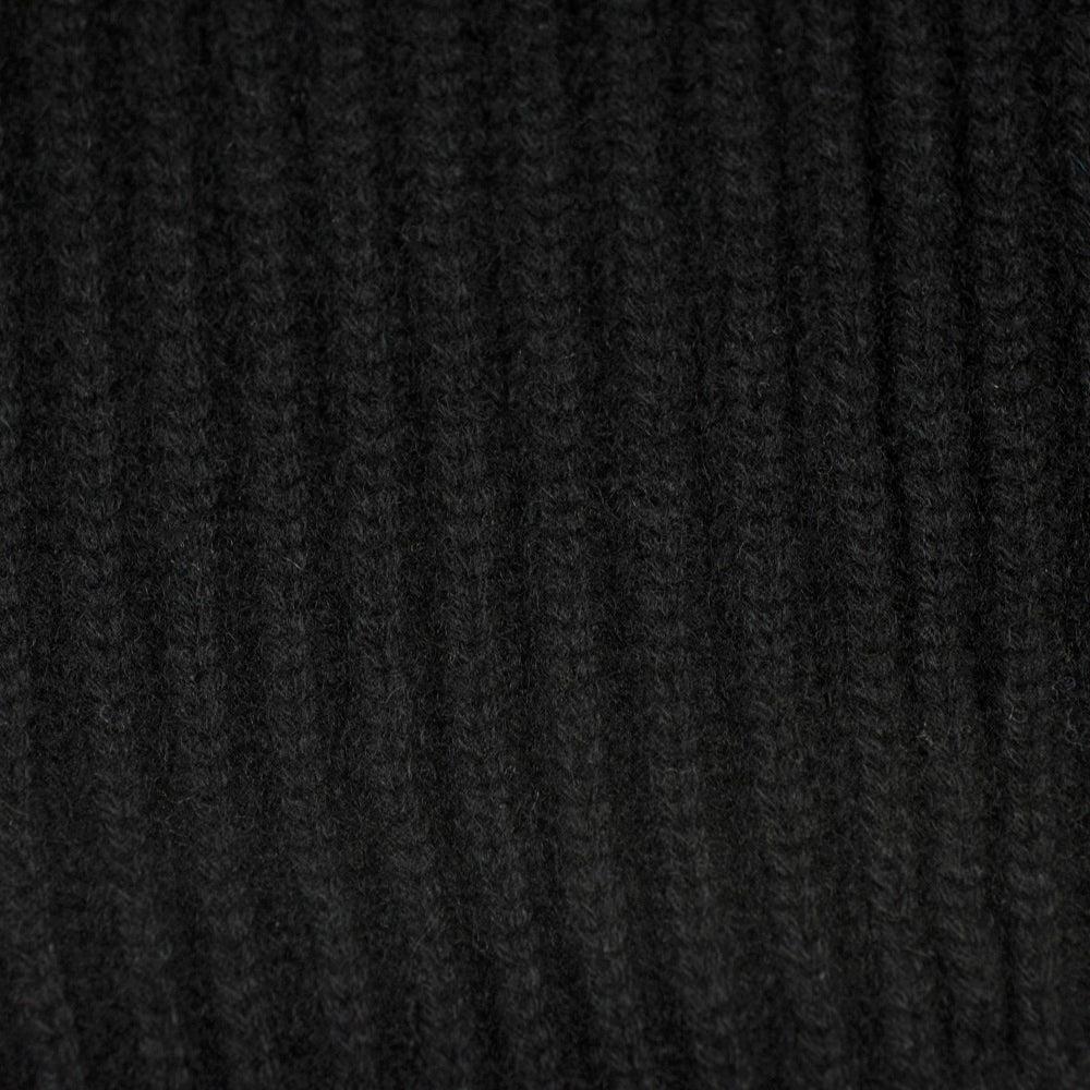 Black cashmere ribbed watch cap