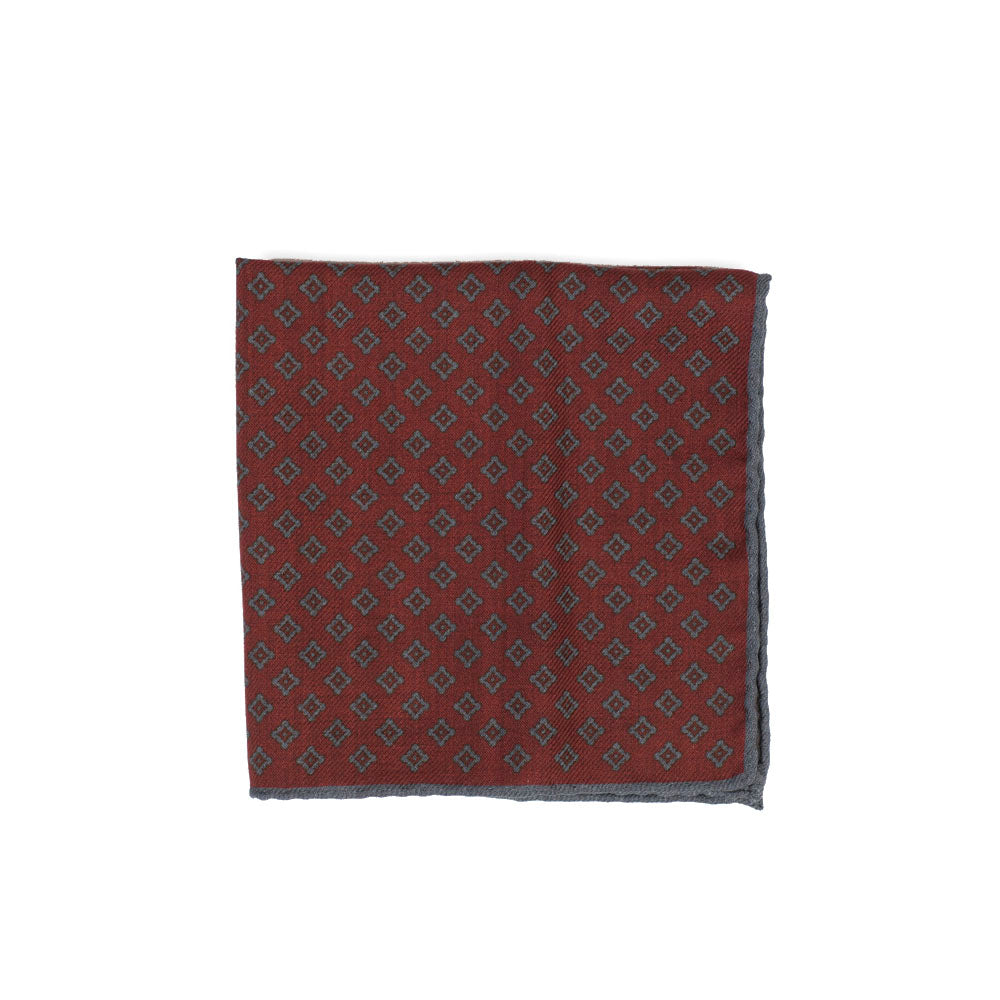 Burgundy and grey double-sided wool square, neat print