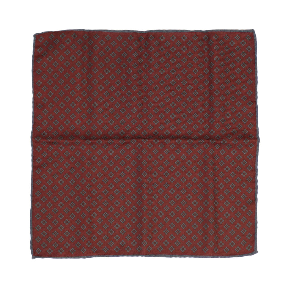 Burgundy and grey double-sided wool square, neat print