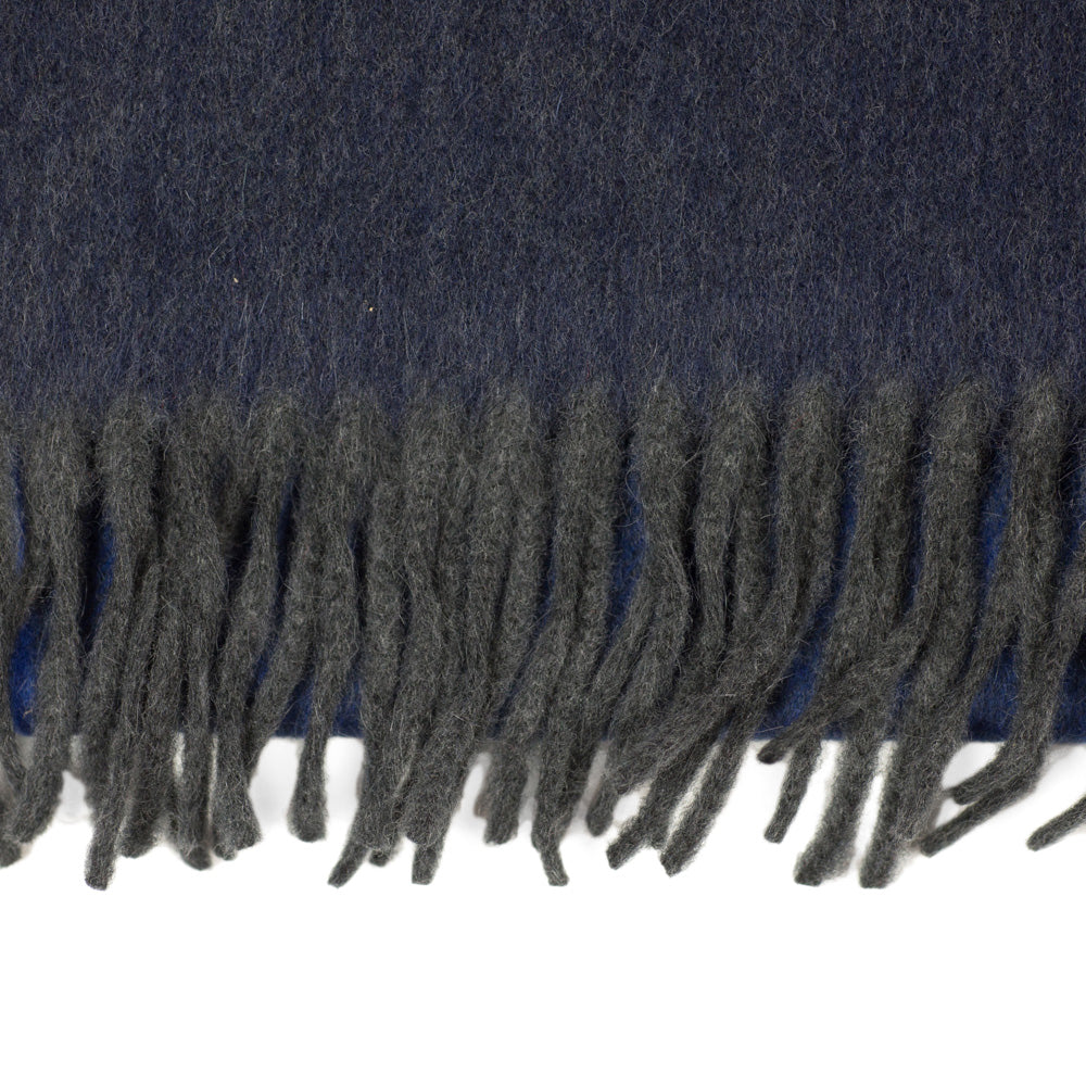 Blue & grey block stripe lambswool & angora scarf