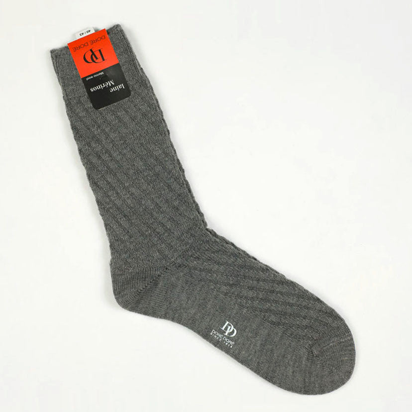 Chunky diagonal rib merino socks, heather grey