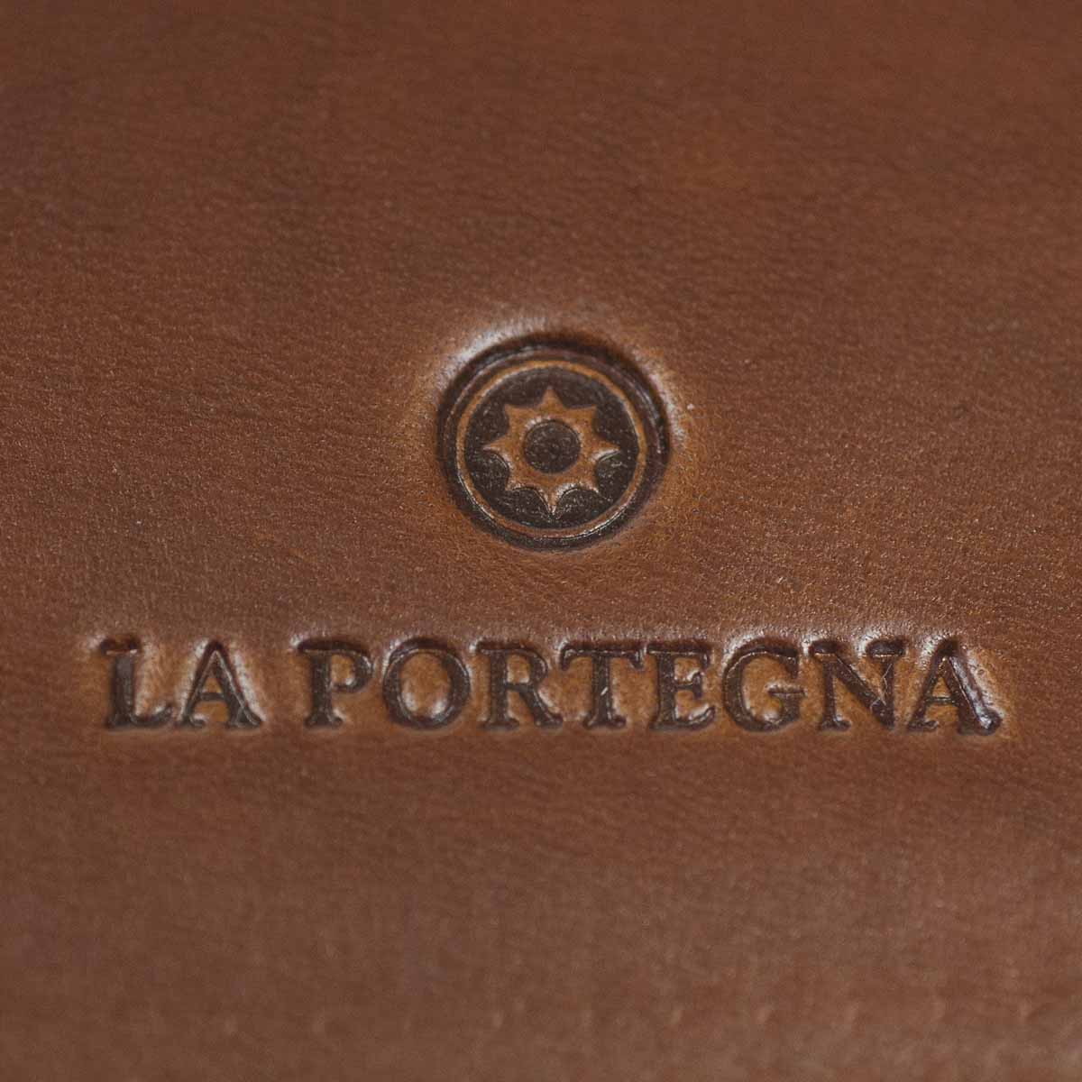 Brown leather portfolio with brown zipper