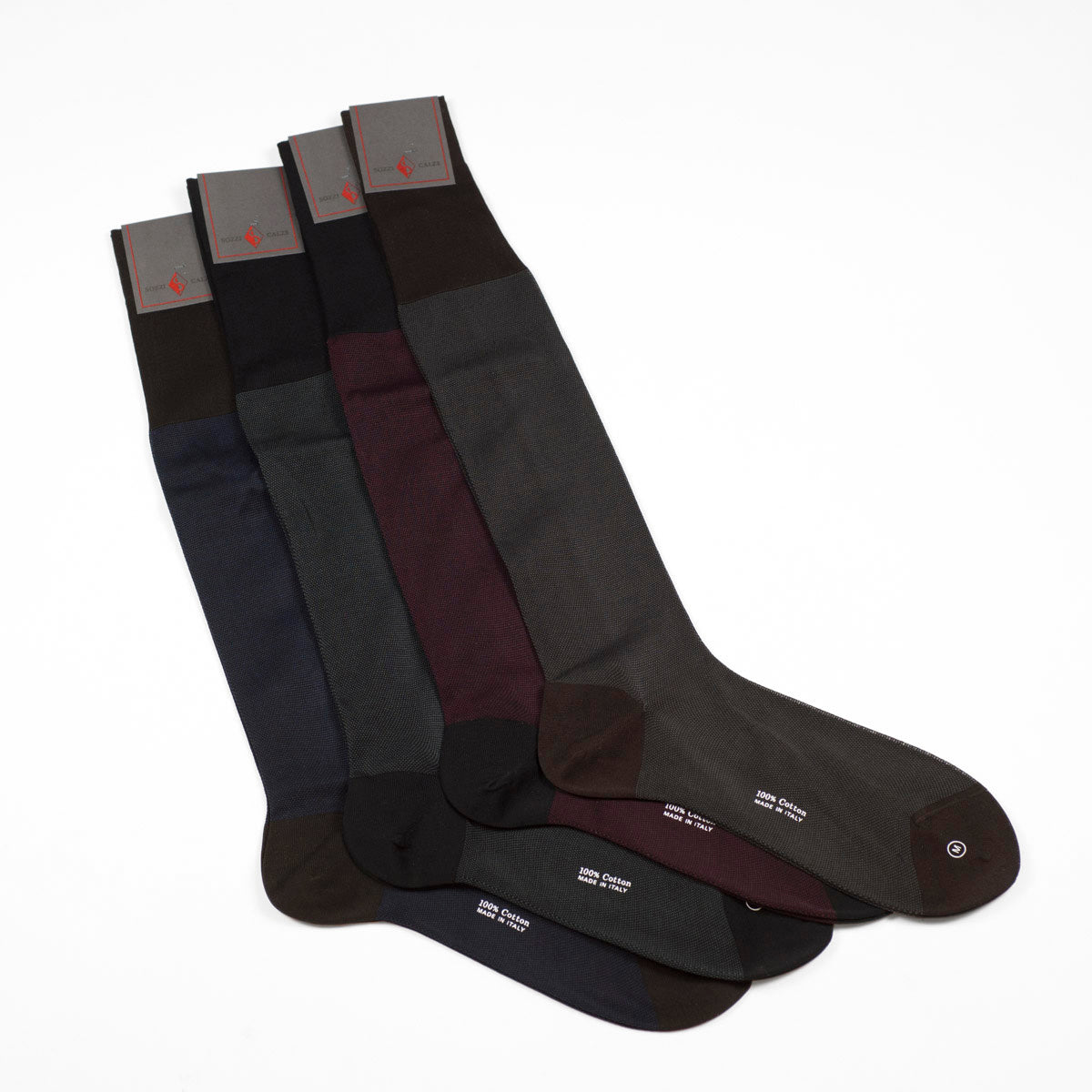 Burgundy mini-birdseye over-the-calf fil d'ecosse cotton socks