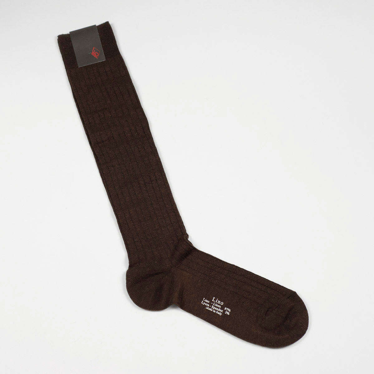 Brown over-the-calf linen socks