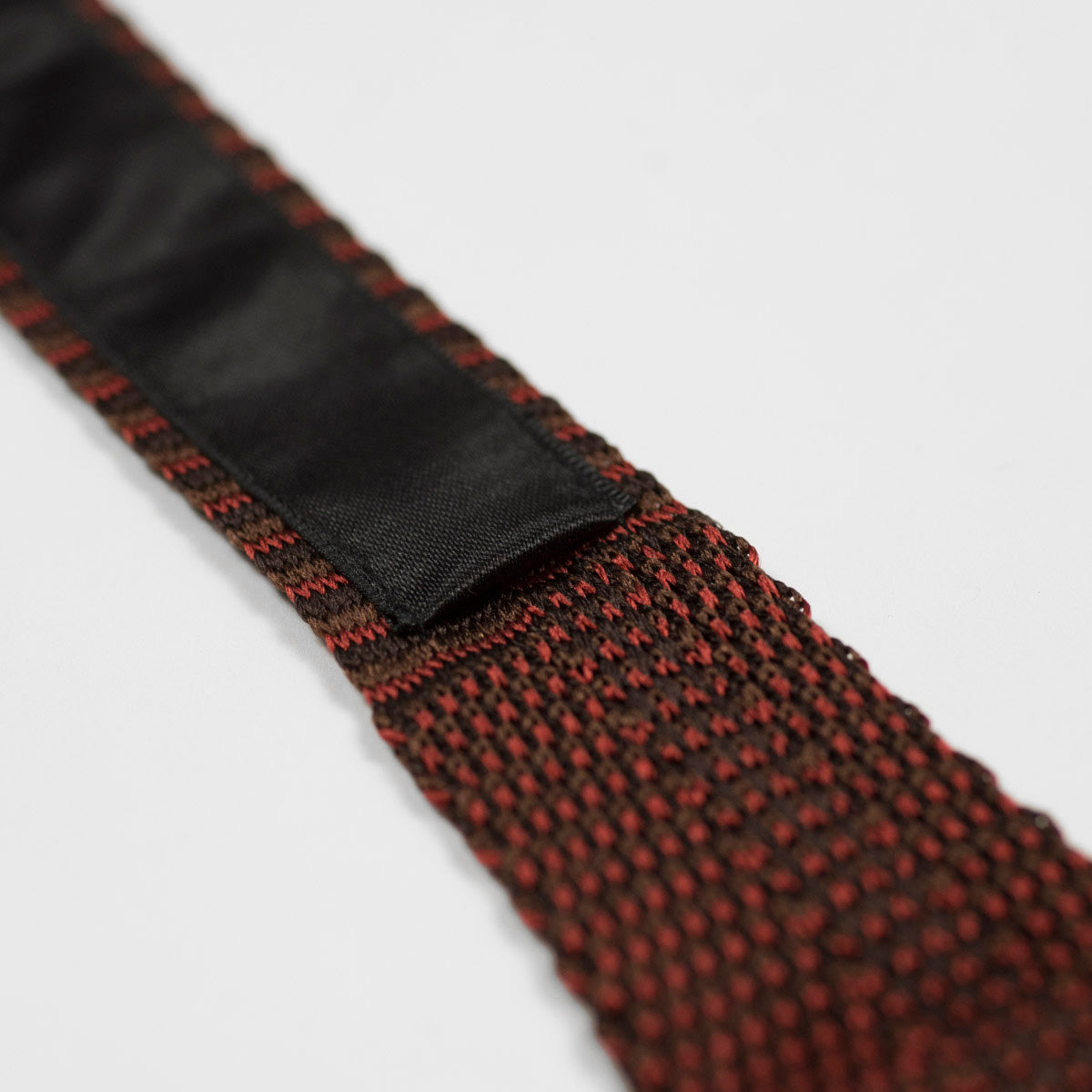 Brown, light brown and rust tri-color pointed bottom silk knit tie