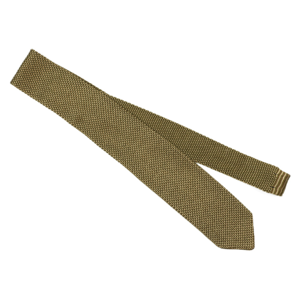 Brown, khaki and beige tri-color pointed bottom silk knit tie