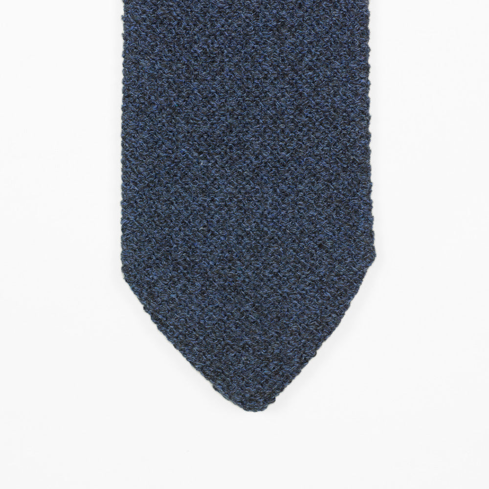 Blue pointed bottom cotton knit tie