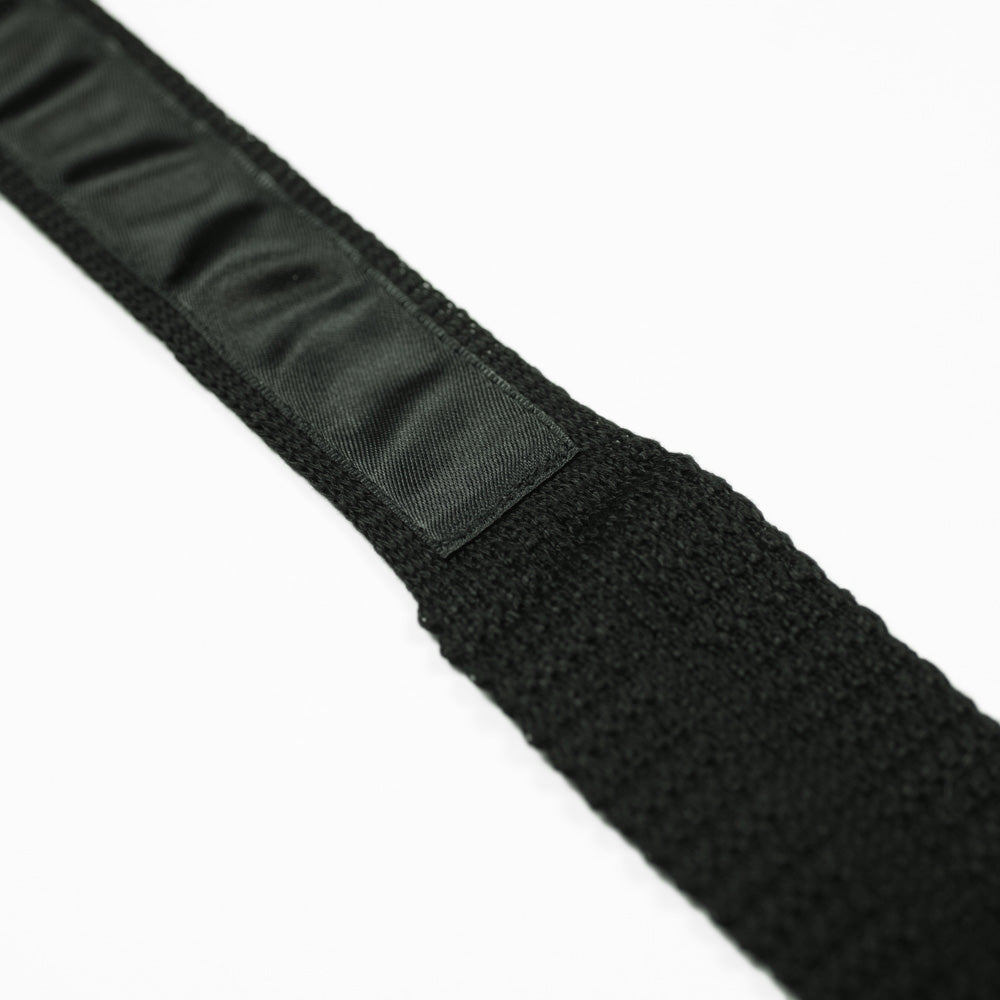 Black square bottom cotton knit tie