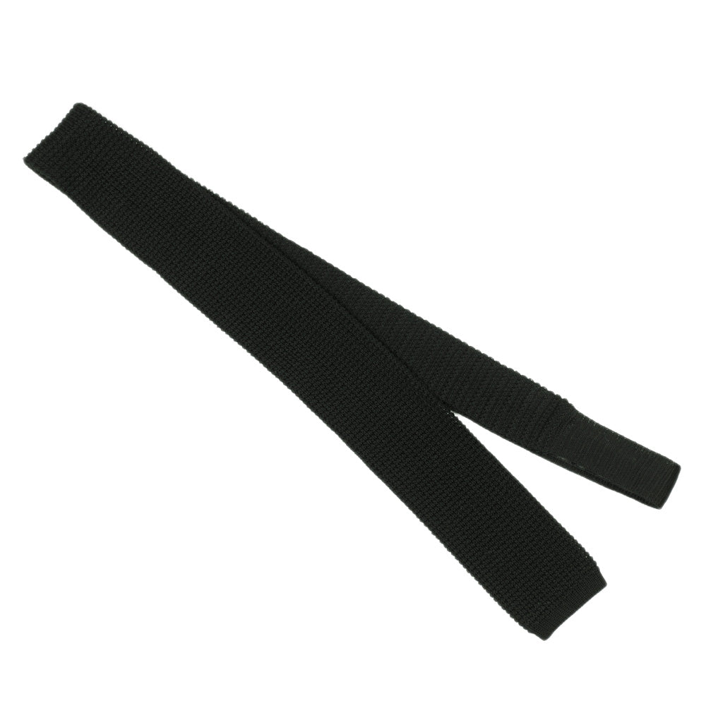 Black square bottom cotton knit tie