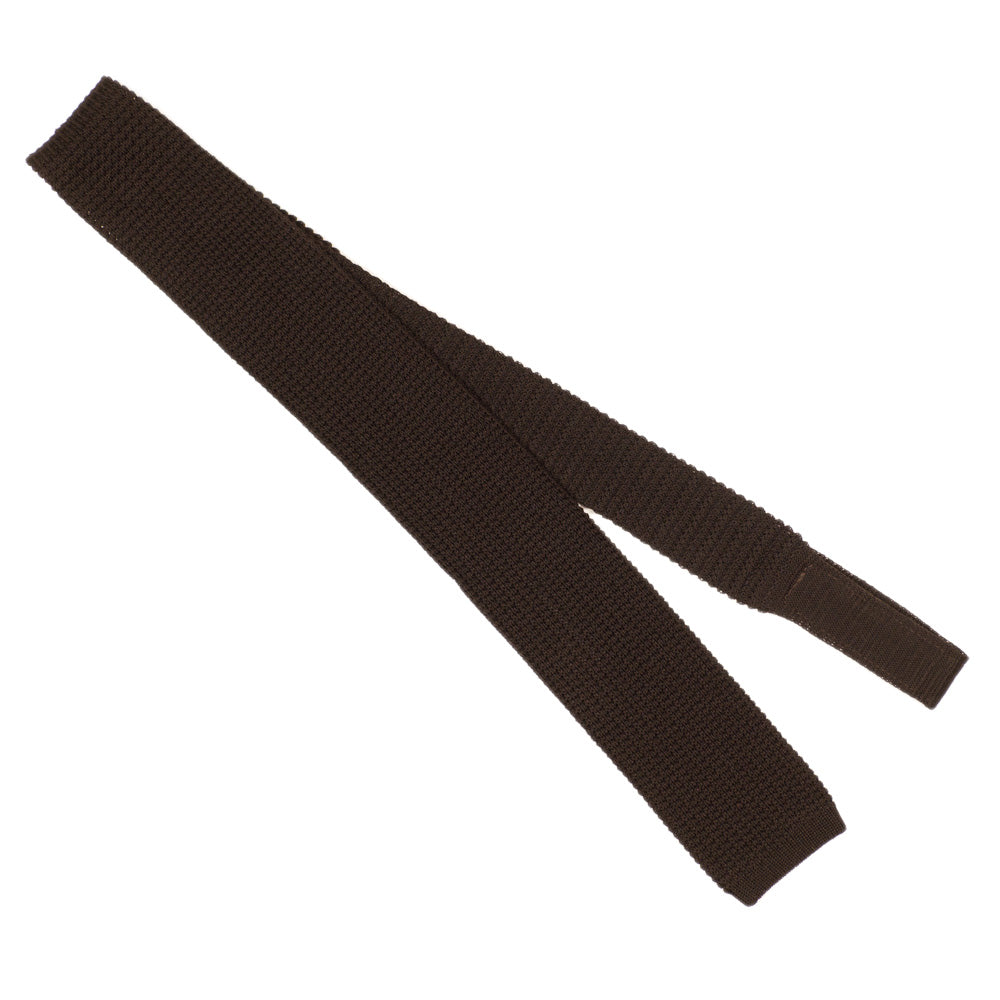 Dark brown square bottom cotton knit tie