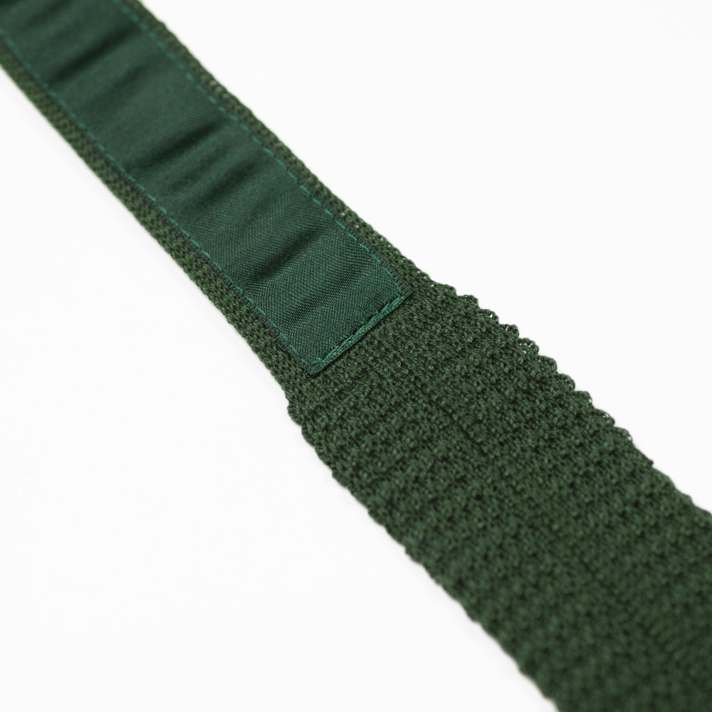 Green square bottom cotton knit tie