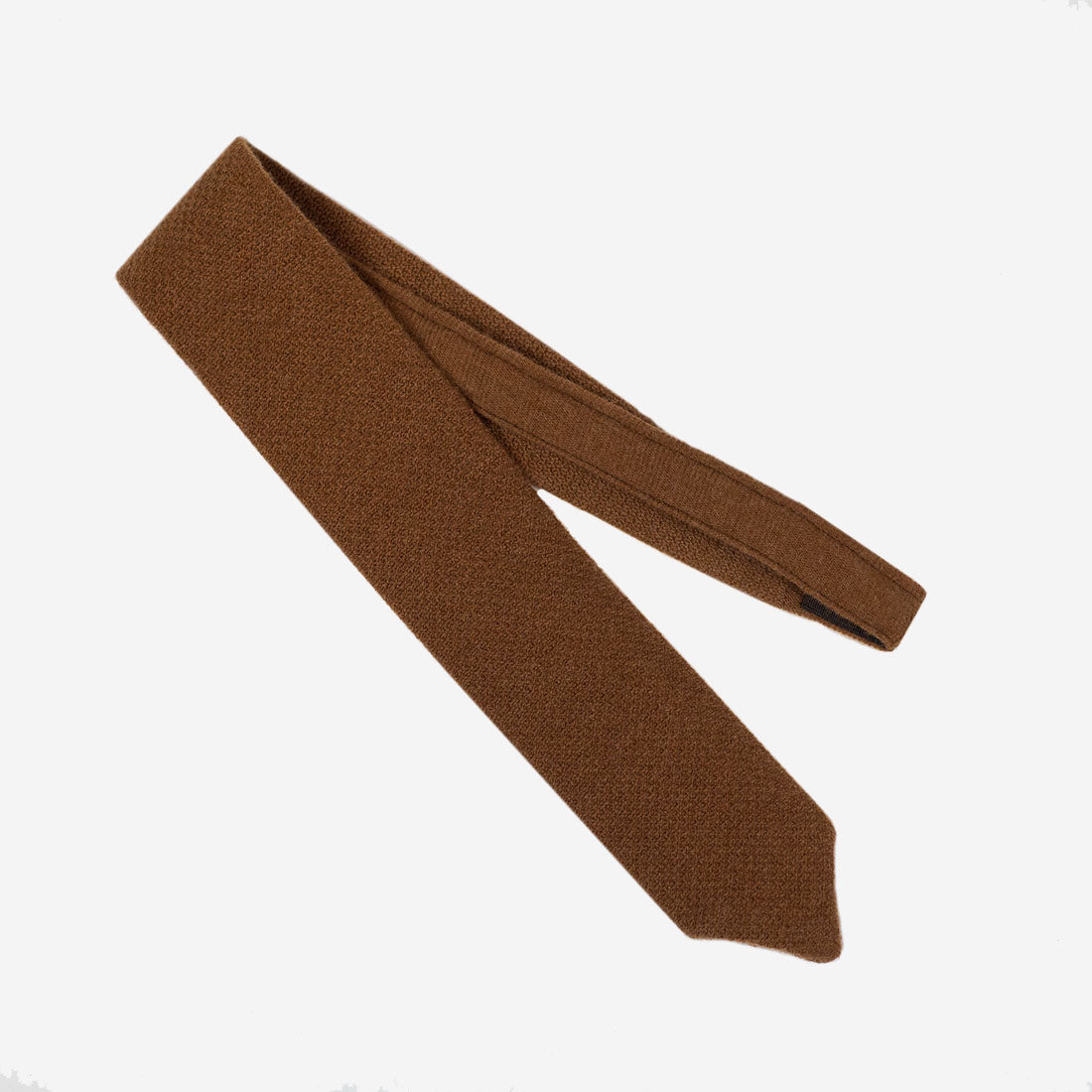 Cinnamon brown wool & cashmere knit tie